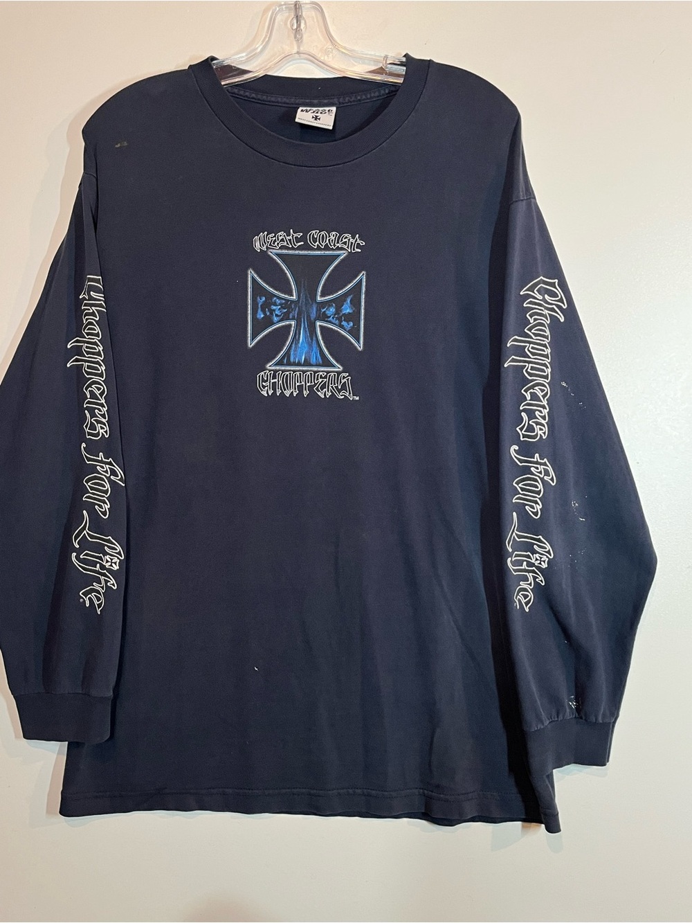 Vintage Jesse Who West Coast Choppers Iron Cross Navy Long Sleeve T-Shirt XL